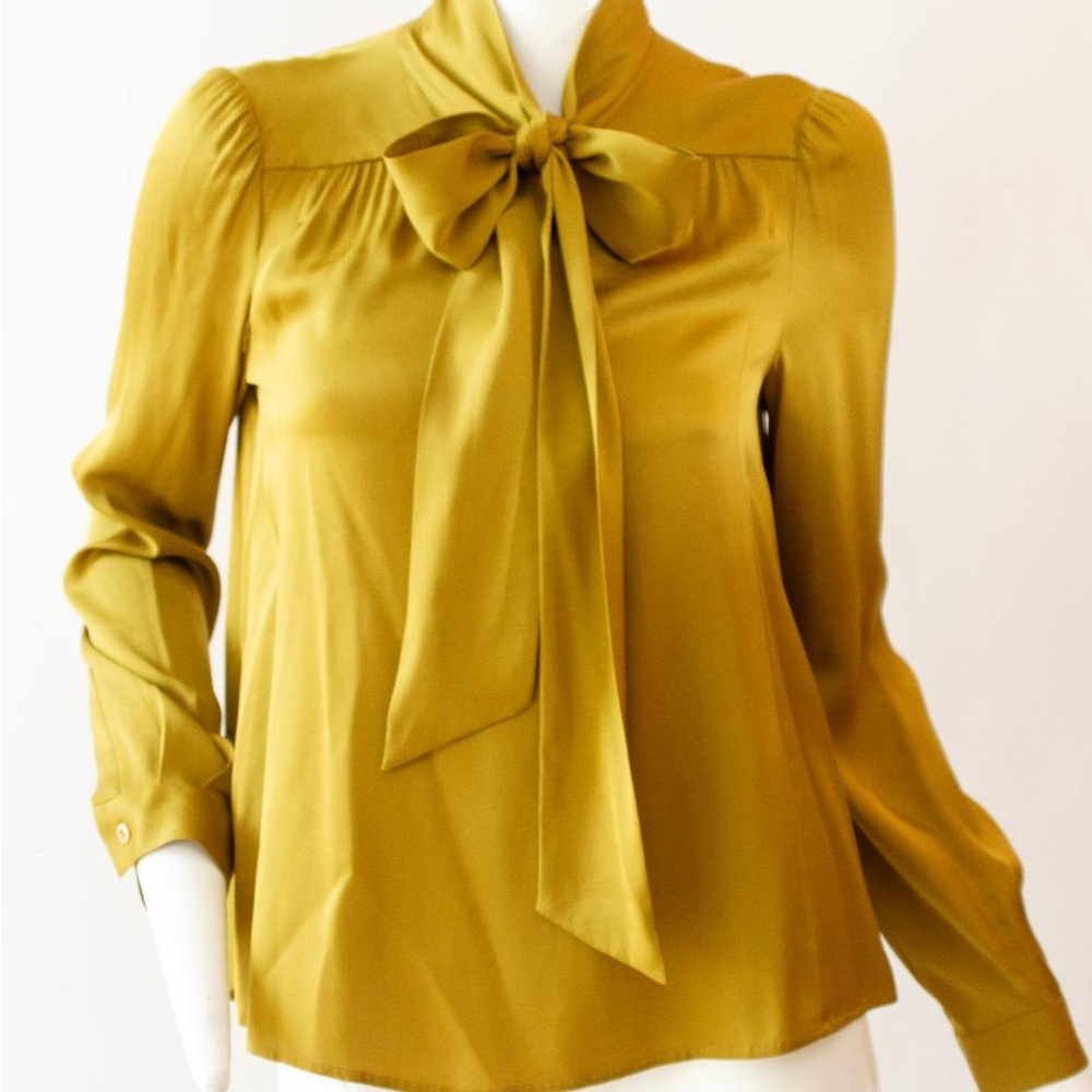 Diane Von Furstenberg Trelodie Silk Tie Blouse Sz 4